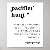 レトロタイポグラフィおしゃぶり狩りベビーシャワーサイン ポスター (正面)