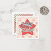 レトロタイポグラフィとパターンハッピーホリデイズ ノートカード (正面/裏面インサイチュ)