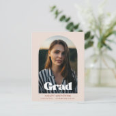 レトロタイポグラフィアーチデザイン卒業写真 ポストカード (スタンド正面)
