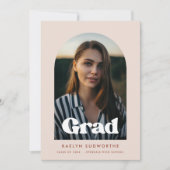 レトロタイポグラフィアーチデザイン卒業写真 案内状 (正面)