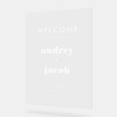 レトロタイポグラフィエレガントウェディングウェルカム アクリルサイン (傾斜)
