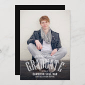 レトロタイポグラフィオーバーレイ写真卒業 招待状 (正面/裏面)