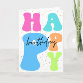 レトロタイポグラフィカラフルハッピーバースデーカード カード (正面)