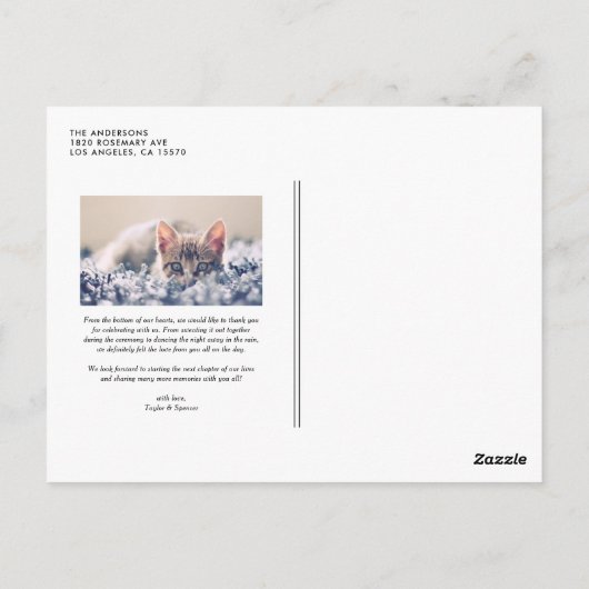 レトロタイポグラフィクラフト紙結婚ズサンキューユー ポストカード (裏面)