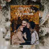 レトロタイポグラフィクリスマスフォトホリデーカード シーズンカード