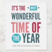 レトロタイポグラフィクリスマス引用文ホリデイ ワインラベル (シングルラベル)