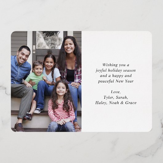 レトロタイポグラフィクリスマス&新年2写真 箔シーズンカード (裏面)