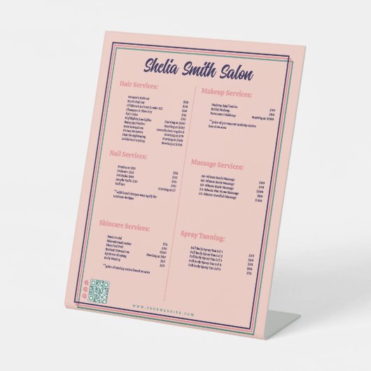 レトロタイポグラフィクール価格表 台座サイン (正面)