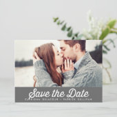 レトロタイポグラフィグレーセーブ・ザ・デート案内 招待状 (スタンド正面)