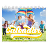 レトロタイポグラフィスタイル文字、編集可能なカスタム写真 カレンダー (カバー)