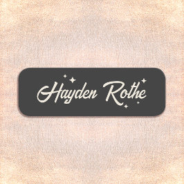 レトロタイポグラフィスターズブラックアンドホワイト 名札