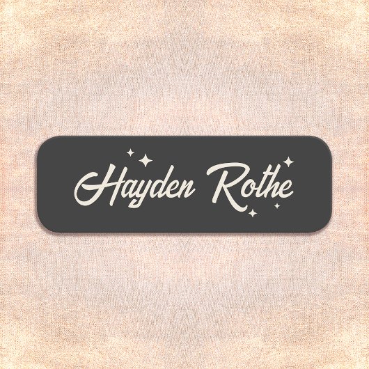 レトロタイポグラフィスターズブラックアンドホワイト 名札