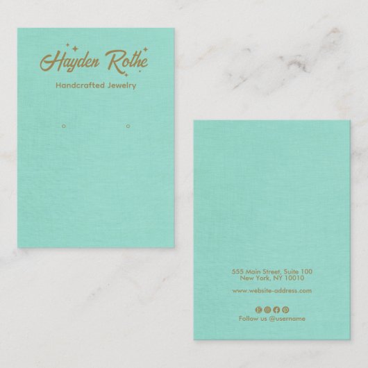 レトロタイポグラフィスターターコイズイヤリングディスプレイ 名刺 (正面/裏面)
