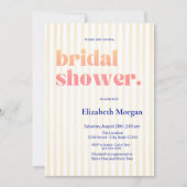 レトロタイポグラフィストライプのブライダルシャワー 招待状 (正面)