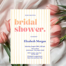 レトロタイポグラフィストライプのブライダルシャワー