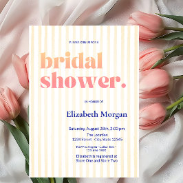 レトロタイポグラフィストライプのブライダルシャワー 招待状