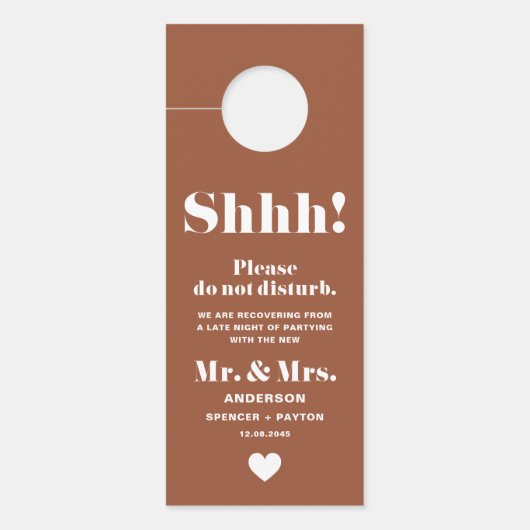 レトロタイポグラフィテラコッタアンドディスターズ結婚ー ドアノブサイン (正面)