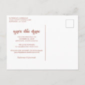 レトロタイポグラフィテラコッタウェディングザデイト 案内ポストカード (裏面)