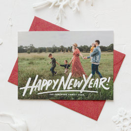 レトロタイポグラフィハッピーニューイヤー写真オーバーレイ シーズンカード