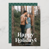 レトロタイポグラフィハッピーホリデーズフォト シーズンカード (正面/裏面)