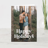 レトロタイポグラフィハッピーホリデーズフォト シーズンカード (正面)