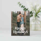 レトロタイポグラフィハッピーホリデーズフォト シーズンポストカード (スタンド正面)