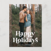 レトロタイポグラフィハッピーホリデーズフォト シーズンポストカード (正面)