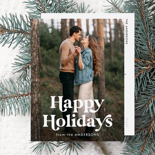 レトロタイポグラフィハッピーホリデーズフォト シーズンポストカード