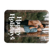 レトロタイポグラフィハッピーホリデーズフォト マグネット (横)