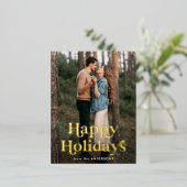 レトロタイポグラフィハッピーホリデーズフォト 箔シーズンポストカード (立ち正面)