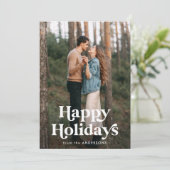 レトロタイポグラフィハッピーホリデー2写真 シーズンカード (スタンド正面)