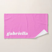 レトロタイポグラフィパーソナライズされた名 |明るいピンク バスタオルセット (ハンドタオル)