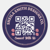 レトロタイポグラフィビジネスソーシャルメディアQRコード ラウンドシール (正面)