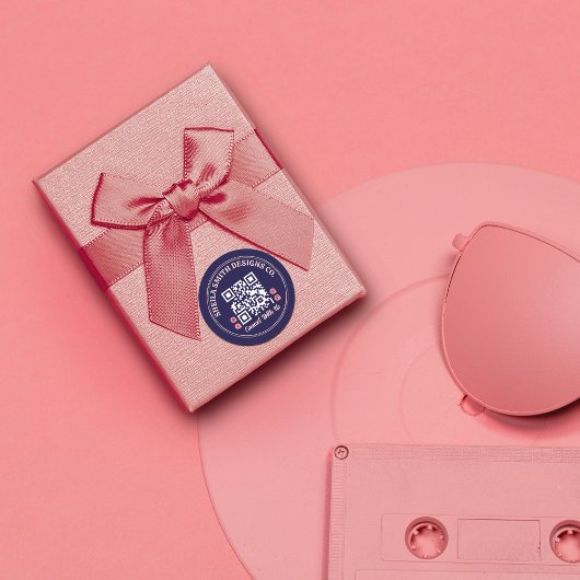 レトロタイポグラフィビジネスソーシャルメディアQRコード ラウンドシール