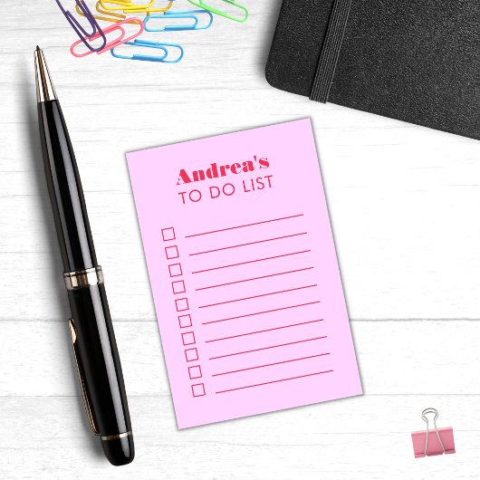 レトロタイポグラフィピンクパーソナライズされたレッド一覧 ポストイット