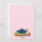 レトロタイポグラフィピンク卒業カラフルパーティー 招待状 (正面)