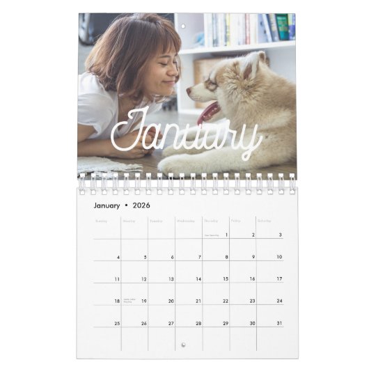 レトロタイポグラフィファミリー写真2023 カレンダー (1月 2026)