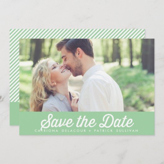 レトロタイポグラフィフォトセーブ・ザ・デート案内 招待状 (正面/裏面)