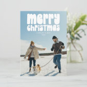 レトロタイポグラフィフォトメリークリスマス シーズンカード (スタンド正面)