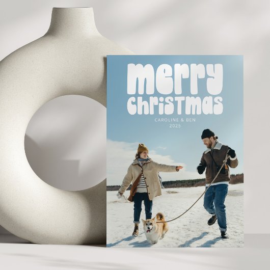 レトロタイポグラフィフォトメリークリスマス シーズンカード