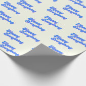 レトロタイポグラフィブライトブルーハッピーすべて ラッピングペーパー (角)