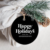 レトロタイポグラフィブラックアンドホワイトハッピーホリデイズ フェイバータグ