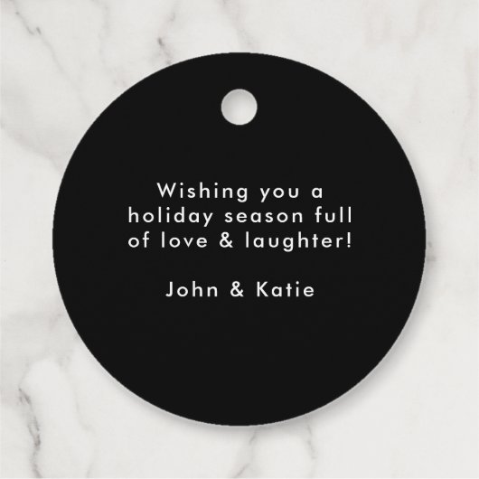 レトロタイポグラフィブラックアンドホワイトハッピーホリデイズ フェイバータグ (裏面)