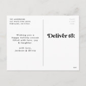 レトロタイポグラフィブラックハッピーホリデーズノンフォト シーズンポストカード (裏面)