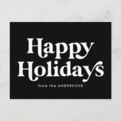 レトロタイポグラフィブラックハッピーホリデーズノンフォト シーズンポストカード (正面)