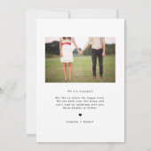 レトロタイポグラフィブラックフォト婚約 案内状 (裏面)