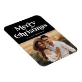 レトロタイポグラフィブラックメリークリスマスフォト マグネット (右側)