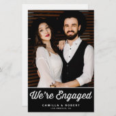 レトロタイポグラフィブラック婚約発表 (正面/裏面)