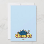 レトロタイポグラフィブルー卒業カラフルパーティー 招待状 (正面)