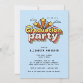 レトロタイポグラフィブルー卒業カラフルパーティー 招待状 (裏面)